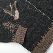 Midnight Goose Motif Zip Cardigan