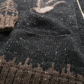 Midnight Goose Motif Zip Cardigan