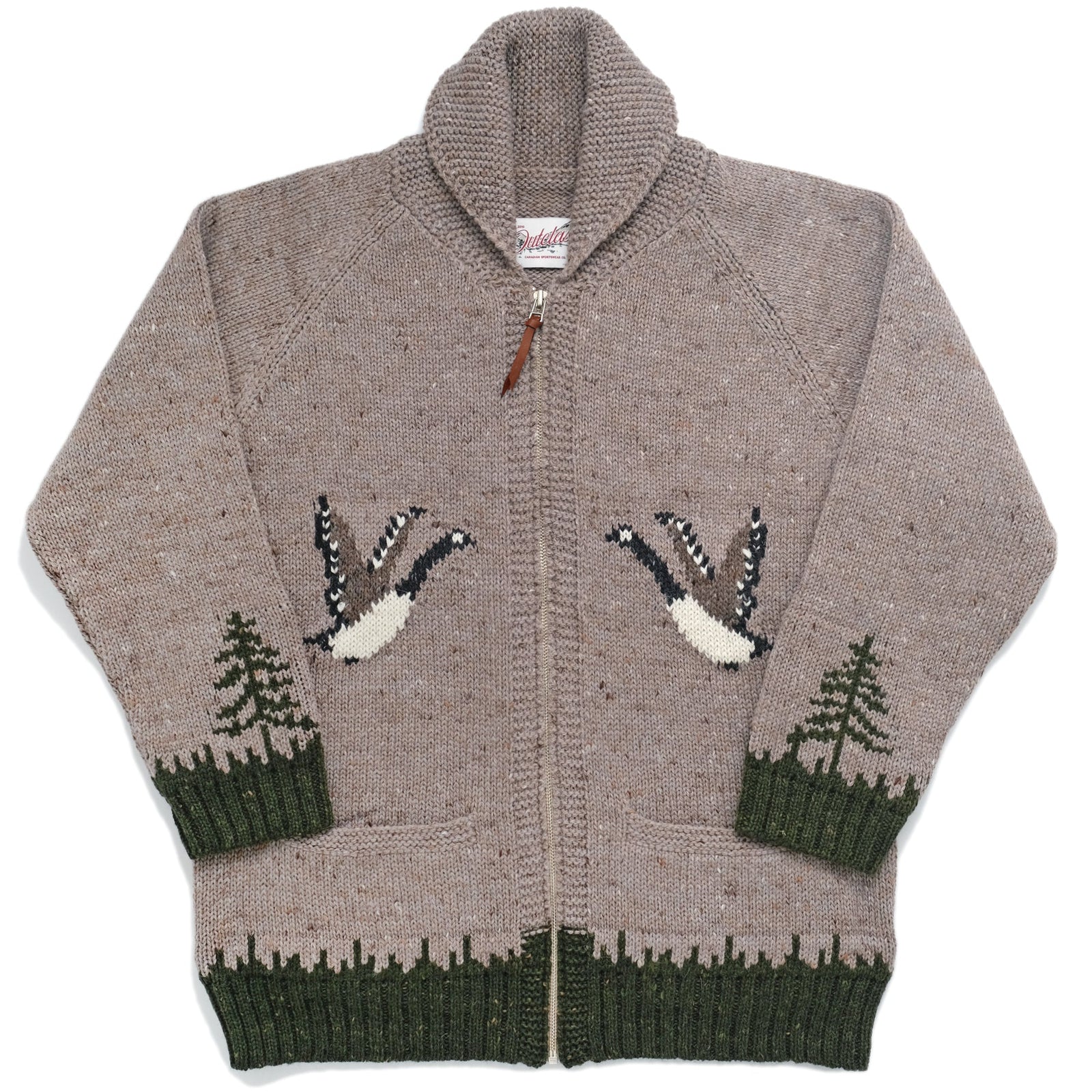 Goose Motif Zip Cardigan
