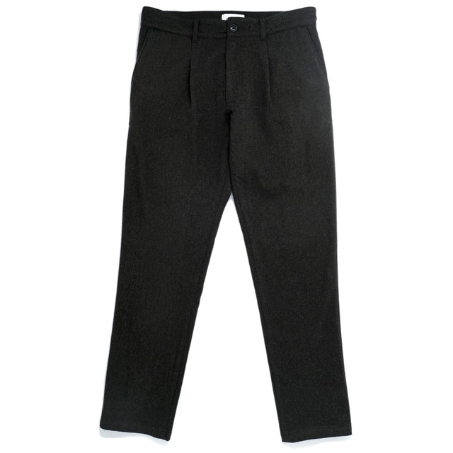 Charcoal Washable Wool Pleated Pant