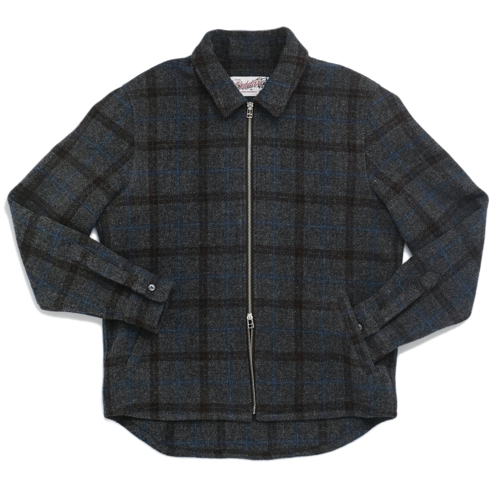 Grey Plaid Zip Overshirt