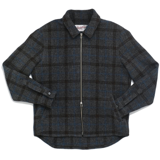 Grey Plaid Zip Overshirt