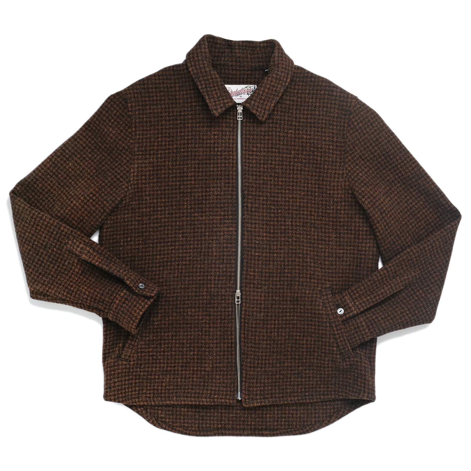 Bronze Houndstooth Zip Overshirt
