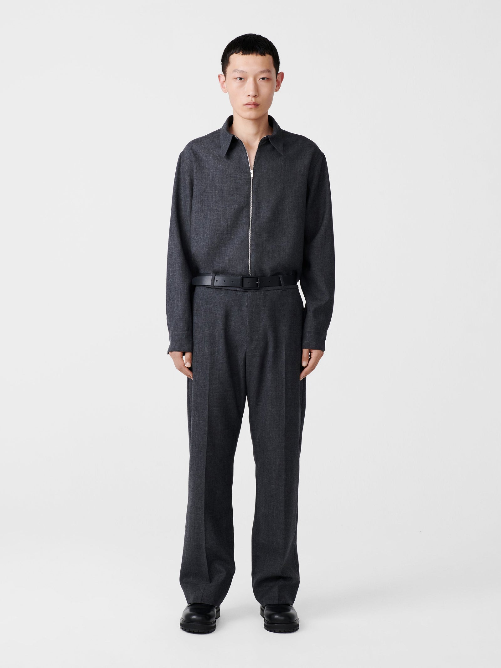 Axia Tropical Wool Shirt In Tarmac Grey