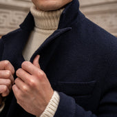 Double Breasted Cashmere Blend Unstructured Knitted Blazer In