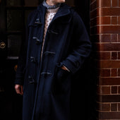 Long Woollen Duffle Coat With Hood In