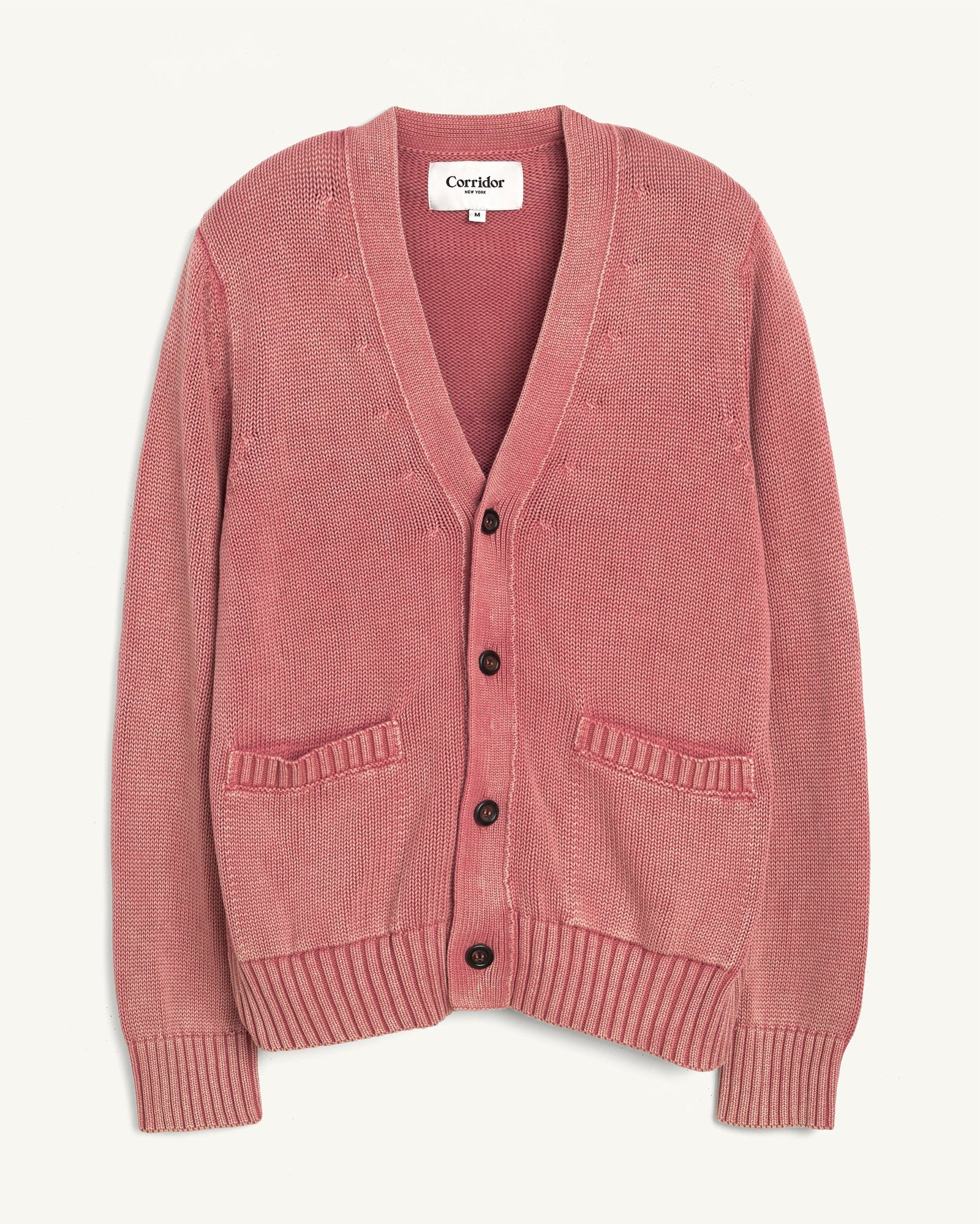 Acid Wash Cardigan - Red