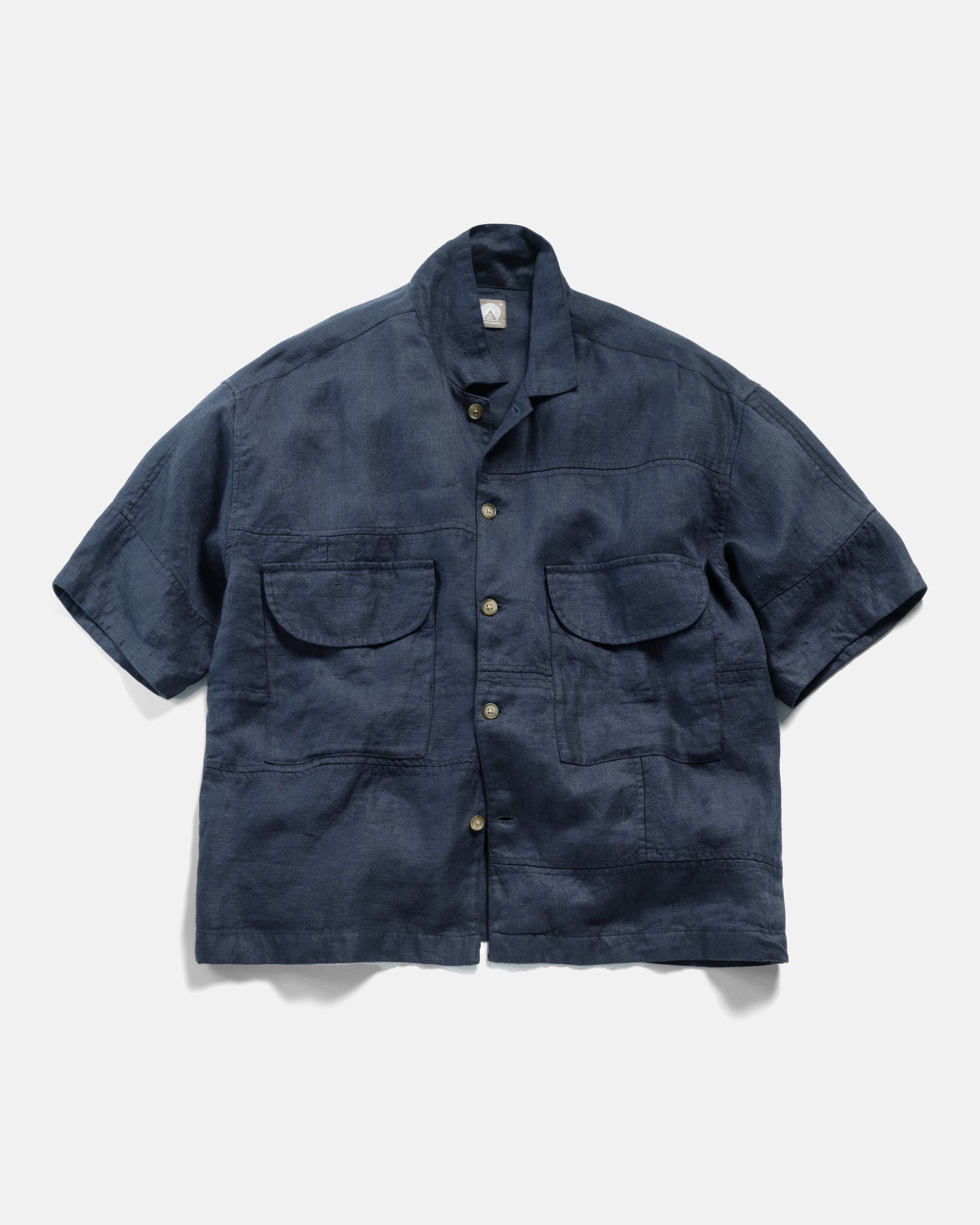Ss Agerola Lattice Stitched Patchwork Shirt Linen Twill