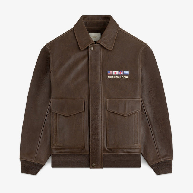 World's Borough Leather Flight Jacket
