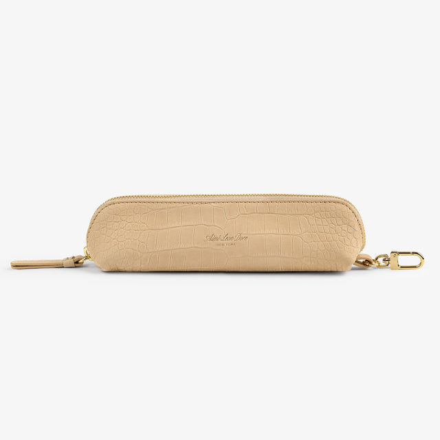 Croc-Embossed Nubuck Pencil Case