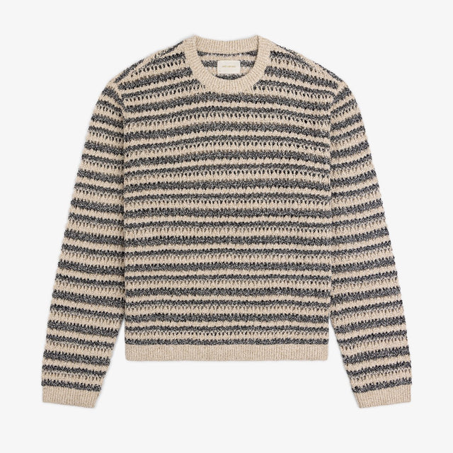Bouclé Open Knit Crewneck Sweater
