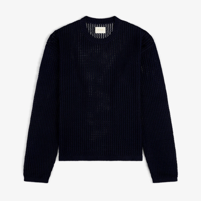 Cotton Eyelet Crewneck Sweater