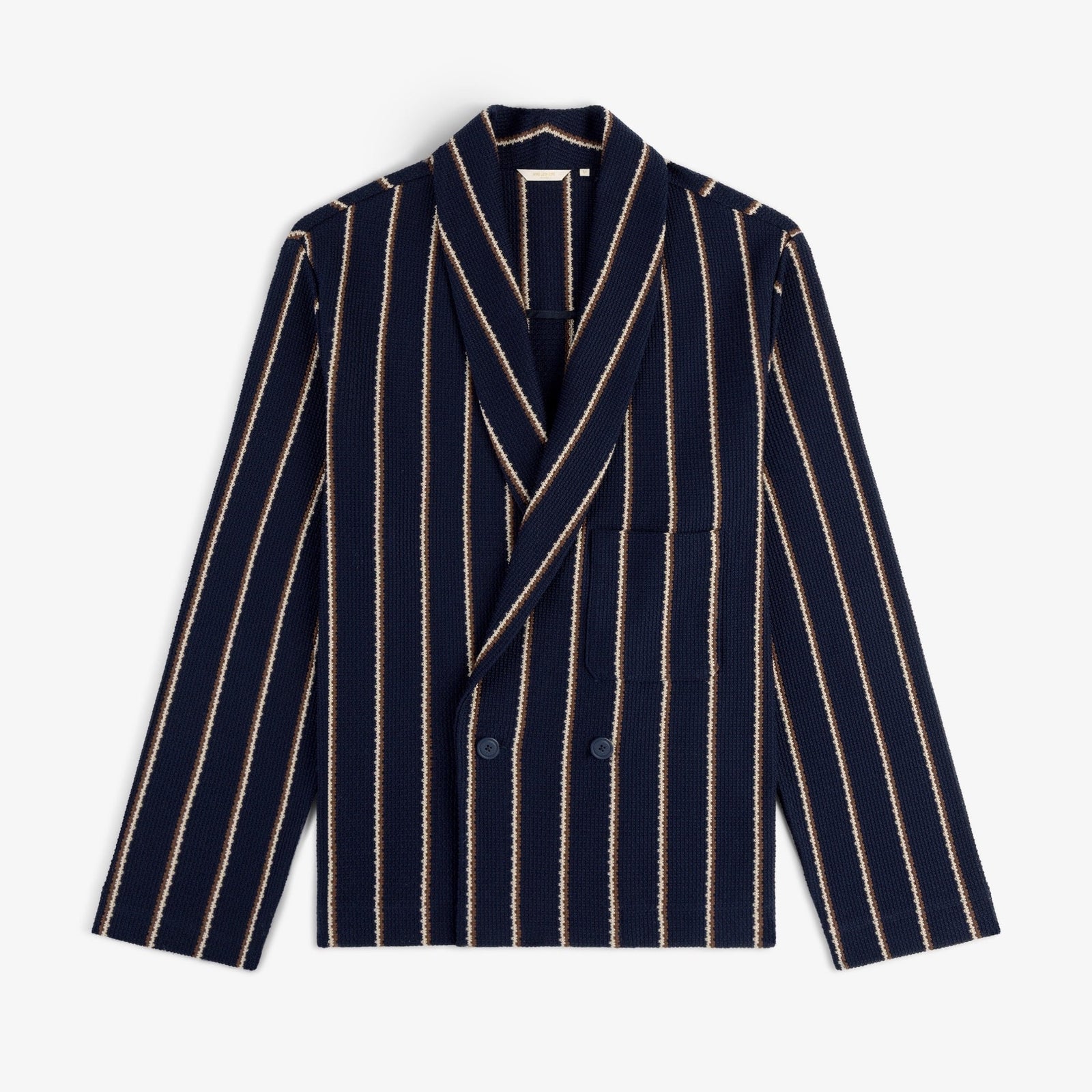 Striped Jacquard Shawl Collar Jacket