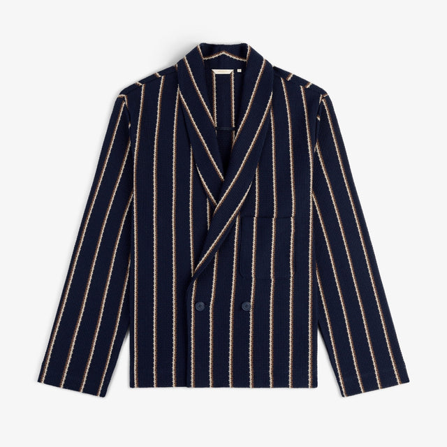 Striped Jacquard Shawl Collar Jacket