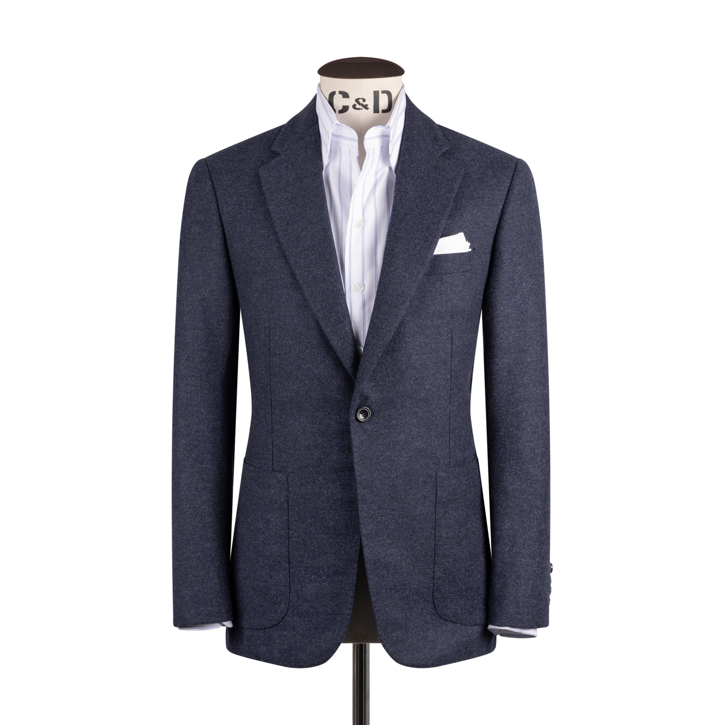 Notch Lapel Jacket In Airforce Wool Cashmere