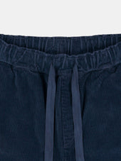 Simple Cord Drawstring Trouser in Washed Navy