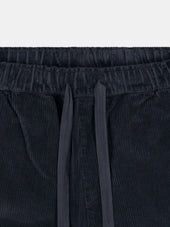Simple Cord Drawstring Trouser in Washed Black