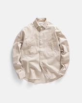 ALBERTO "PER LAVORO" SHIRT - ECRU YARN DYED HBT MIL-SPEC COTTON