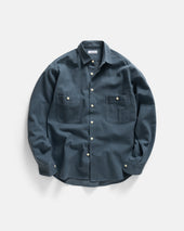 ALBERTO "PER LAVORO" SHIRT - DUSTY NAVY YARN DYED HBT MIL-SPEC COTTON