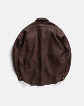 Alberto Per Lavoro Shirt Chocolate Wool And Linen Khadi Twill