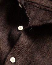Alberto Per Lavoro Shirt Chocolate Wool And Linen Khadi Twill