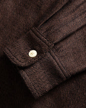 Alberto Per Lavoro Shirt Chocolate Wool And Linen Khadi Twill