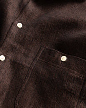 Alberto Per Lavoro Shirt Chocolate Wool And Linen Khadi Twill