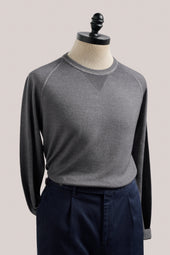 Alcott Raglan Crew Sweater Wool Vintage Wash Grey Marle