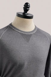 Alcott Raglan Crew Sweater Wool Vintage Wash Grey Marle