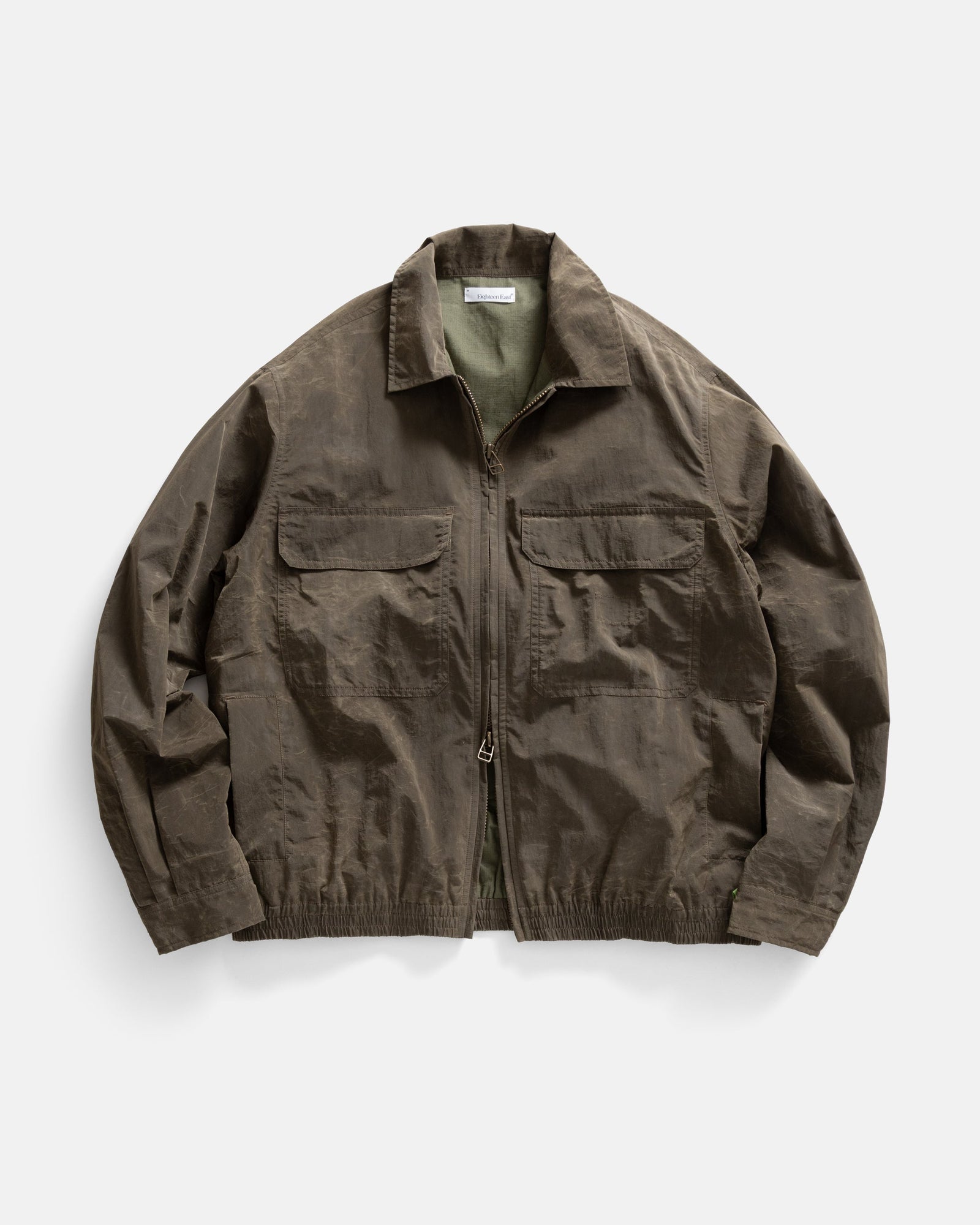 Ale Full Zip Blouson Brown Waxed Nylon