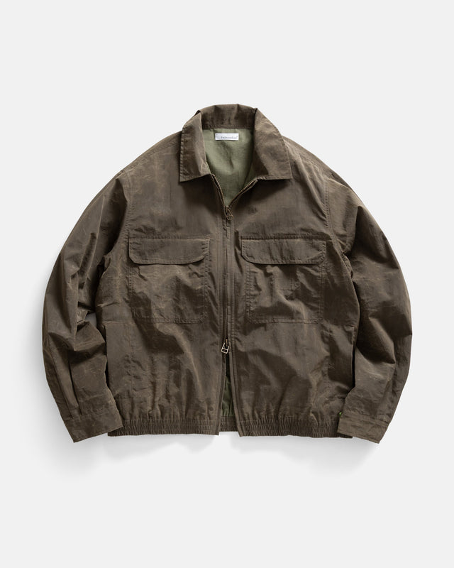 ALE FULL-ZIP BLOUSON - OLIVE BROWN WAXED NYLON