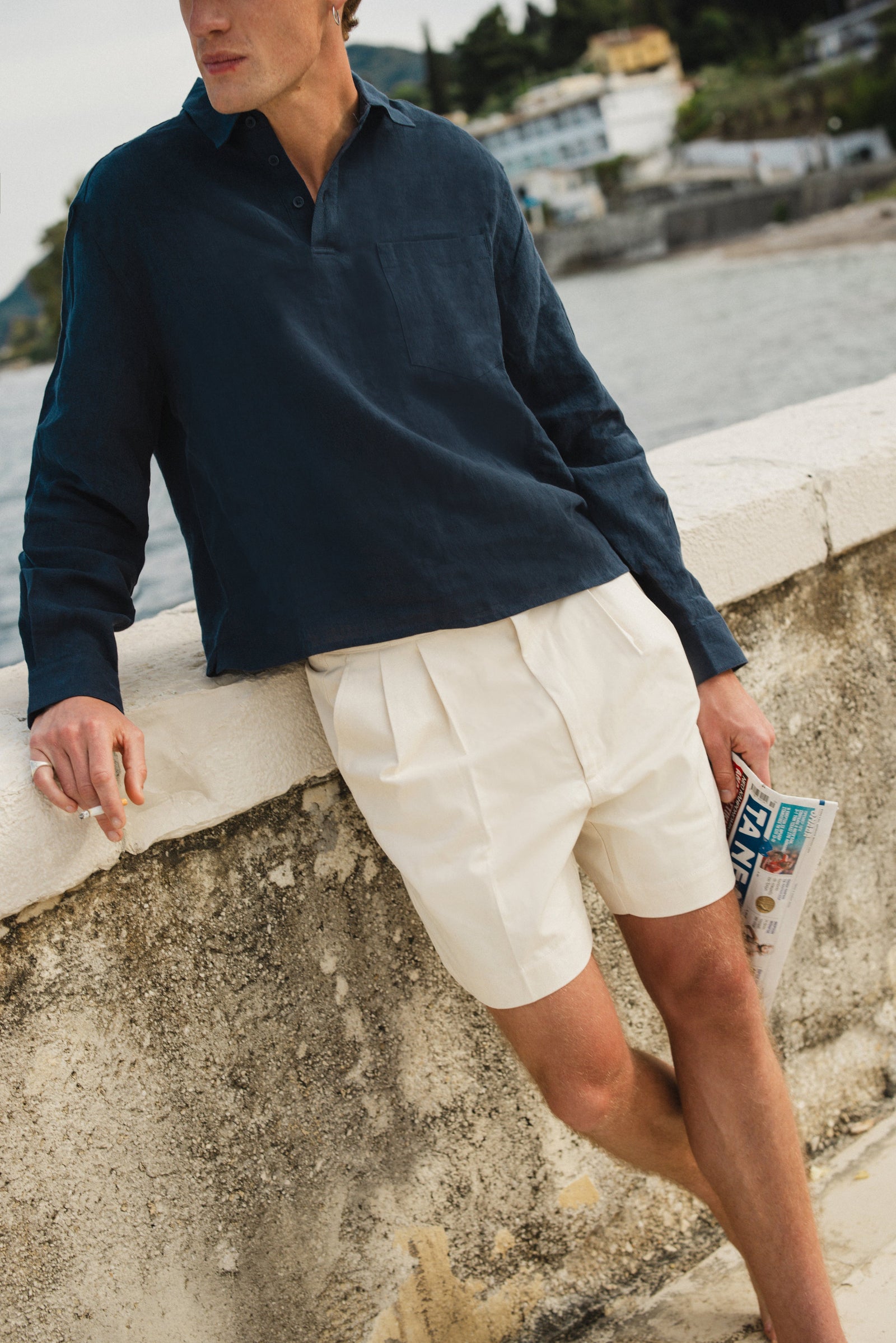 Alec Pullover Cropped Shirt 100 Linen