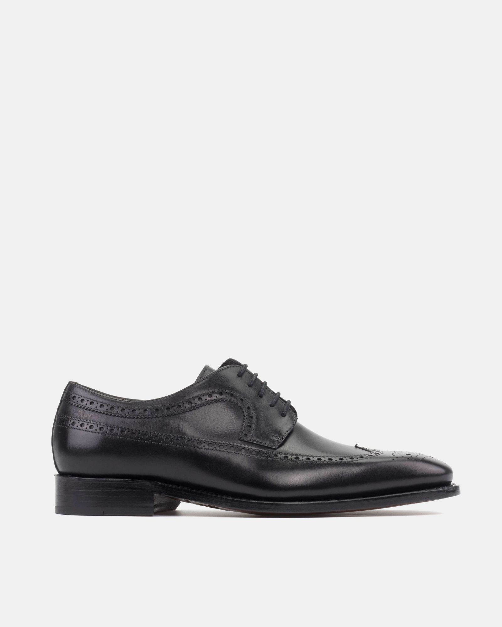 Alex Black Wingtip Derby with Half-Rubber Soles - 722