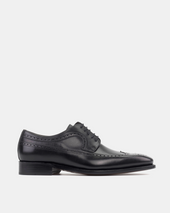Alex Black Wingtip Derby with Half-Rubber Soles - 722