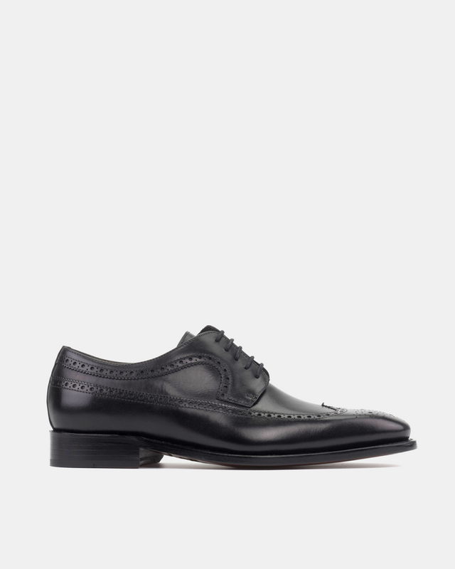 Alex Black Wingtip Derby with Half-Rubber Soles - 722