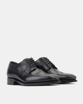 Alex Black Wingtip Derby with Half-Rubber Soles - 722