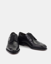 Alex Black Wingtip Derby with Half-Rubber Soles - 722