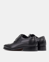 Alex Black Wingtip Derby with Half-Rubber Soles - 722