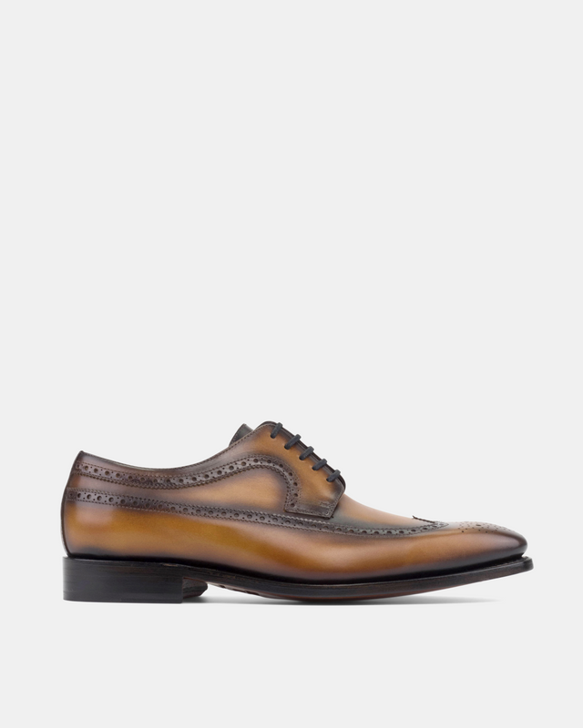 Alex Tobacco Wingtip Derby with Half-Rubber Soles - 722