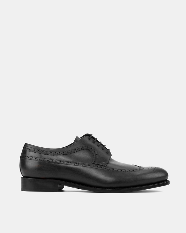 Alex Black Calf Wingtip Derby with Half-Rubber Soles - 675