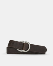 American Bison Belt In Leather With Oring Buckles