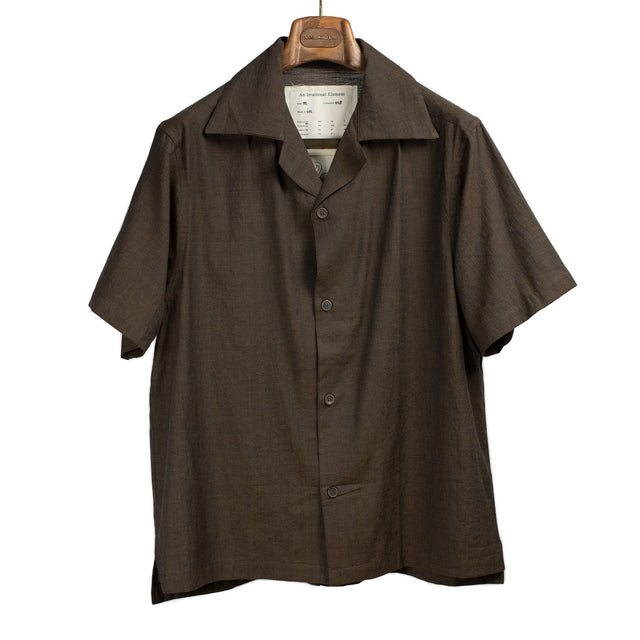 Artist shirt in brown melange hand-loomed cotton