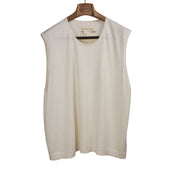 Cut-off shirt in ivory knit cotton and cashmere