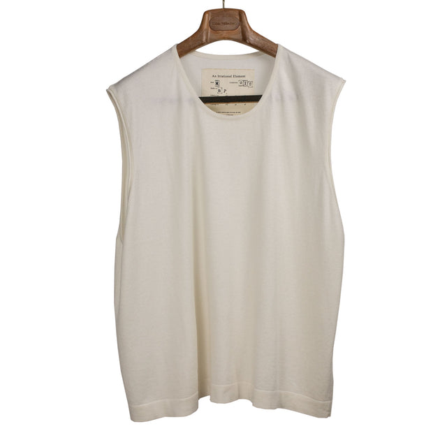 Cut-off shirt in ivory knit cotton and cashmere