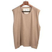 Cut-off shirt in light brown knit cotton and cashmere