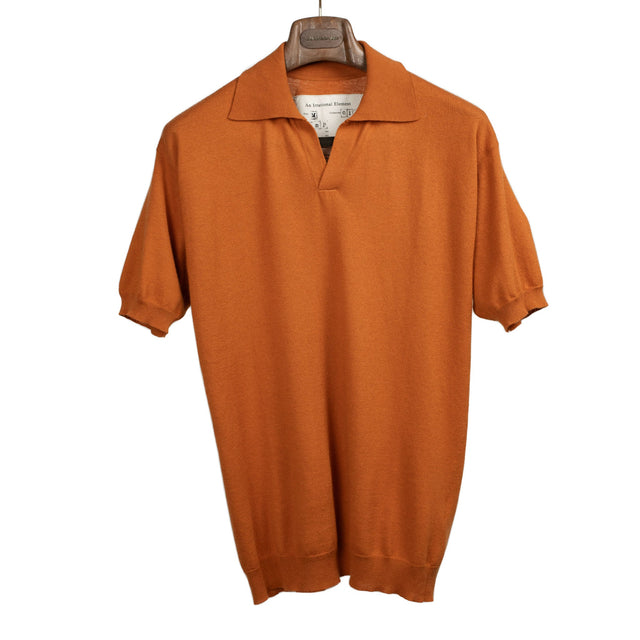 Perlman knit polo shirt in orange cotton and cashmere