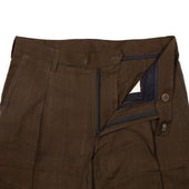 Sheffield Pleated Trouser In Melange Hand Loomed Cotton