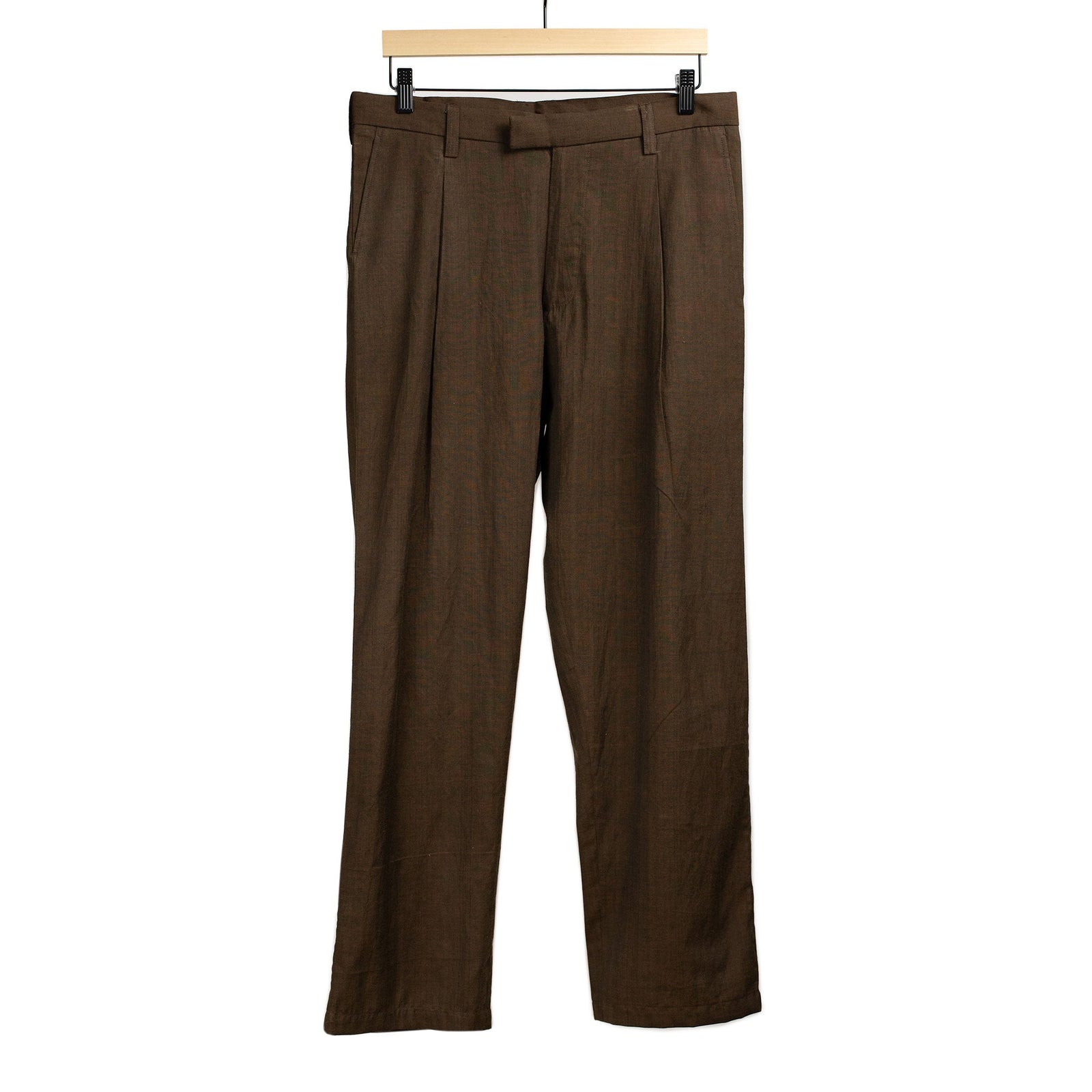 Sheffield Pleated Trouser In Melange Hand Loomed Cotton