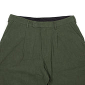 Sheffield Pleated Trousers In Green Ramie