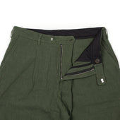 Sheffield Pleated Trousers In Green Ramie